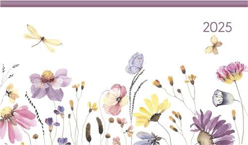 Alpha Edition - Ladytimer Pad Flower Field 2025 Taschenkalender, 15,6x9cm, Kalender mit 128 Seiten, im praktischen Querformat mit einem Info- und Adressteil und viel Platz für Notizen von Alpha Edition