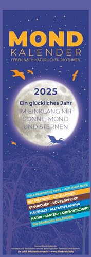 Mondkalender 2025 - Streifen-Kalender 14,85x42 cm - Wandplaner - mit 100-jährigem Kalender - viele praktische Tipps - Mond-Kalender - Alpha Edition: by Dr. phil. Michaela Mundt von Alpha Edition