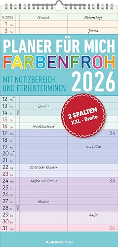 Planer für mich Farbenfroh 2026 - Familien-Timer 22x45 cm - mit Ferienterminen - Wand-Planer - mit vielen Zusatzinformationen - Alpha Edition Planer für mich Farbenfroh 2026 - Familien-Timer 22x45 cm - mit Ferienterminen - Wand-Planer - mit vielen Zusatzinformationen - Alpha Edition von Alpha Edition