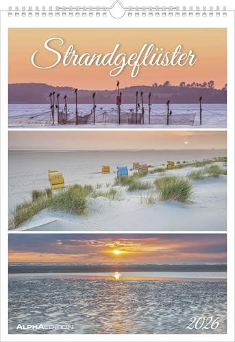 Strandgeflüster - Momente am Meer 2026 - Bildkalender A3 (29,7x42 cm) - mit Feiertagen - Triplets - drei Bilder pro Monat - Naturkalender - Wandplaner - Wandkalender von Alpha Edition