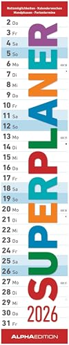 Superplaner 2026 - Streifenkalender 17x85 cm - mit Ringbindung - viel Platz für Notizen - Langplaner - Wandkalender - Küchenkalender - Alpha Edition Superplaner 2026 - Streifenkalender 17x85 cm - mit Ringbindung - viel Platz für Notizen - Langplaner - Wandkalender - Küchenkalender - Alpha Edition von Alpha Edition