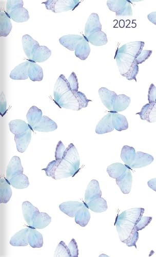 Alpha Edition - Taschenplaner Style Schmetterling 2025 Taschenkalender, 9,5x16cm, Kalender mit 64 Seiten, separates Adressheft, Notizbereich und internationales Kalendarium von Alpha Edition