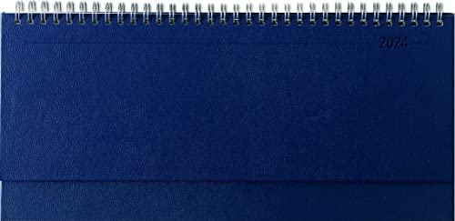 Tisch-Querkalender Balacron blau 2024 - Büro-Planer 29,7x13,5 cm - mit Registerschnitt - Tisch-Kalender - verlängerte Rückwand - 1 Woche 2 Seiten von Alpha Edition