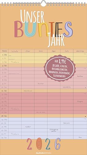 Unser buntes Jahr 2026 Familienplaner - Familien-Timer 26x45 cm - Offset-Papier - mit Ferienterminen - Wand-Planer - Familienkalender - Alpha Edition Unser buntes Jahr 2026 Familienplaner - Familien-Timer 26x45 cm - Offset-Papier - mit Ferienterminen - Wand-Planer - Familienkalender - Alpha Edition von Alpha Edition