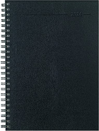 Wochenplaner Balacron schwarz 2024 - Büro-Kalender A5 - Cheftimer - black - Ringbindung - 1 Woche 2 Seiten - 128 Seiten - Alpha Edition von Alpha Edition