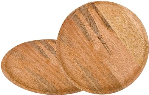 Alpha Living Home Holzteller, Platzteller, Speiseteller, Speiseteller, Teller-Set, Holz-Ladegerät, Holzteller, Salatteller, Vorspeisen, 2 Stück, messen 30,5 cm – Natur von Alpha Living Home