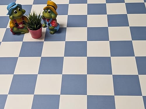 Alpha-Tex PVC Bodenbelag Vinylboden in blau weissem Schachbrett, Zuschnitt (2m breit, 1m lang) von Alpha-Tex Produktions- und Handels GmbH