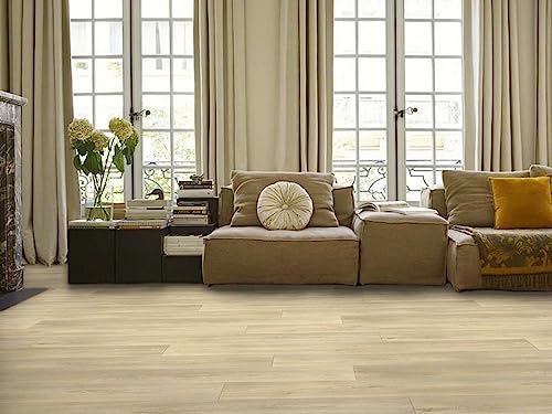 Alpha-Tex PVC Bodenbelag Vinylboden in schlichter Holz Art, hell, Zuschnitt (4m breit, 6m lang) von Alpha-Tex Produktions- und Handels GmbH