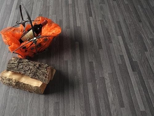 Alpha-Tex PVC Bodenbelag Vinylboden in schmalem Holz Design, grau, Zuschnitt (2m breit, 4,5m lang) von Alpha-Tex Produktions- und Handels GmbH