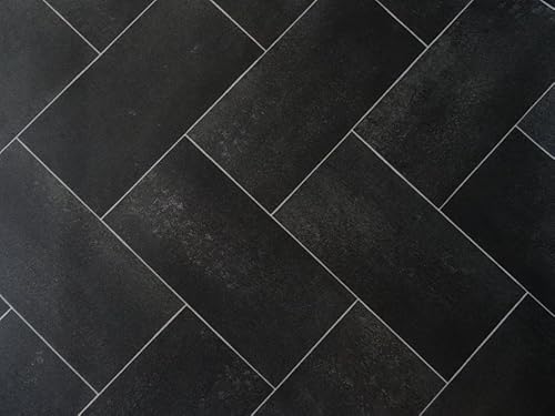 PVC Bodenbelag Vinylboden verschachtelte Fliesen,schw., Zuschnitt (4m breit, 10m lang) von Alpha-Tex Produktions- und Handels GmbH