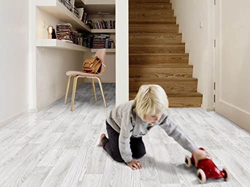 PVC Bodenbelag Vinylboden in weiß gemasertem Holz, Zuschnitt (2m breit, 3m lang) von Alpha-Tex Produktions- und Handels GmbH