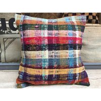 Reg Rag Style Türkisch Quadratisch Handgewebt Kilim Kissenbezug/Kelim Kissen von AlphaAccentsStudio