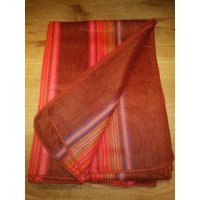 Decke Aus Babyalpakawolle, Gewebtes Unikat, Regenbogen, Orange von AlphaAlpakaUnikate