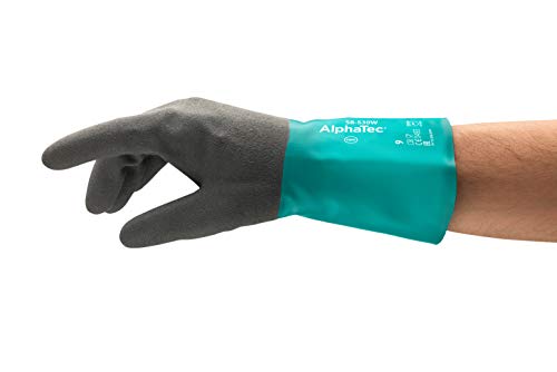 Ansell AlphaTec 58-530W Chemikalien-Arbeitshandschuhe, Einzigartige Kombination aus Chemikalienfestigkeit, Griffsicherheit und Komfortablem Innenfutter, Grün, Größe 2XL (6 Paar) von Ansell