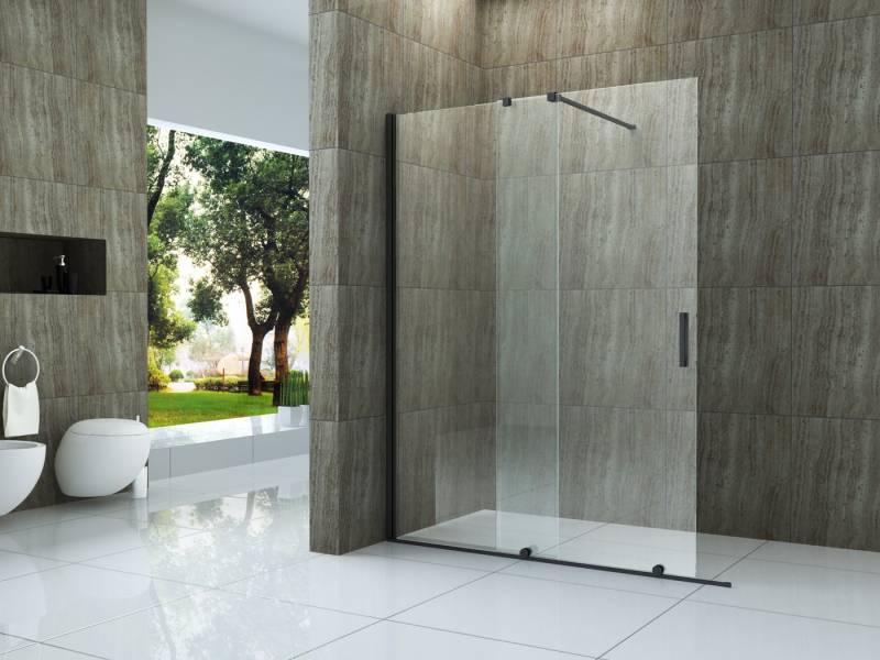 Alphabad Walk-in-Dusche 8 mm Schiebetür-Duschwand TUTTO (schwarz) 180 x 200 cm von Alphabad