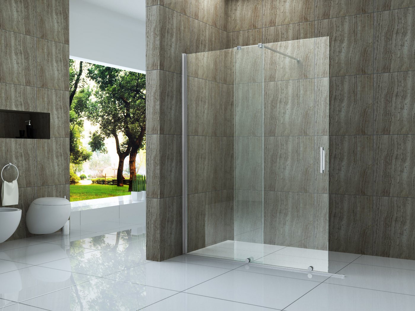 Alphabad Walk-in-Dusche 8 mm Schiebetür - Duschwand TUTTO 160 x 200 cm von Alphabad