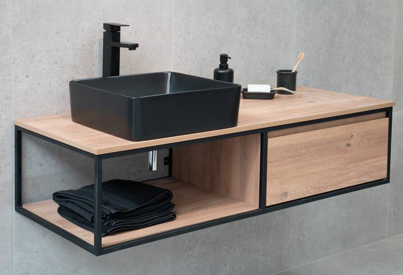 Alphabad Waschbeckenunterschrank Badmöbel Unterschrank REED-120 (eiche) ohne Waschtisch von Alphabad