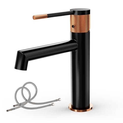 Alphabath Waschbecken Waschtischarmatur Messinggehäuse Wasserhahn Bad mit Keramikkartusche Armatur Badezimmer für Gäste-WC Einhebelmischer Waschbecken mit Ungiftiger EPDM-Innenschlauch von Alphabath