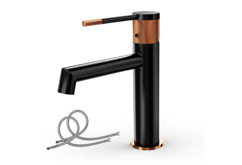 Alphabath Waschtischarmatur (Set, Bad Wasserhahn mit einem 3/8"-Zoll-Kompressionsschläuche) Messinggehäuse Wasserhahn Bad,mit Keramikkartusche Armatur Badezimmer von Alphabath