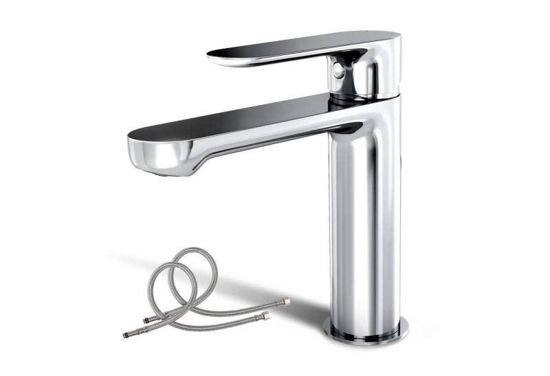 Alphabath Waschtischarmatur (Set, Bad Wasserhahn mit einem 3/8"-Zoll-Kompressionsschläuche) Chrom Badarmatur,mit Keramikkartusche,Edelstahl für Badezimmer von Alphabath
