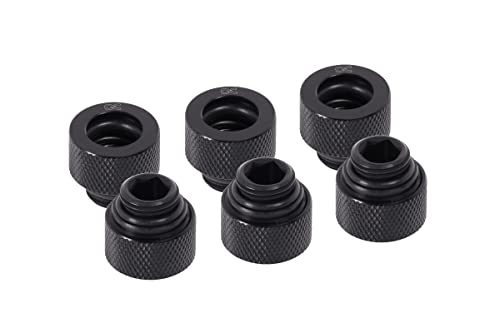 Alphacool 17645 Eiszapfen HF 12mm HardTube Anschraubtülle Anschlüsse G1/4 - Deep Black Sixpack von Alphacool