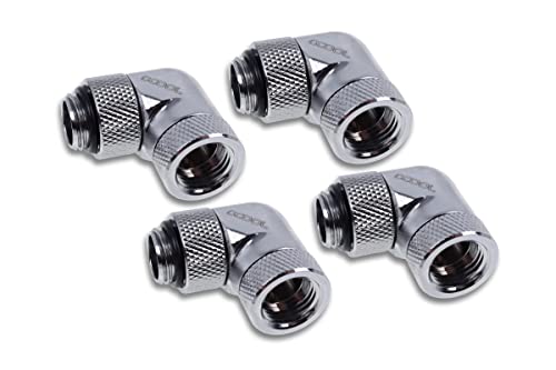 Alphacool 17617 Eiszapfen Winkeladapter 90° drehbar G1/4 AG auf G1/4 IG - 4pcs Set Chrome Anschluss von Alphacool