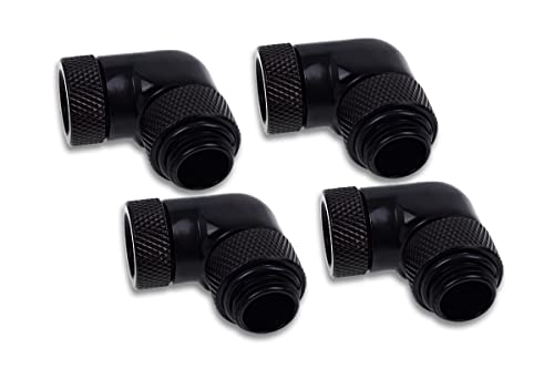 Alphacool 17618 Eiszapfen Winkeladapter 90° drehbar G1/4 AG auf G1/4 IG - 4pcs Set Deep Black Anschluss von Alphacool