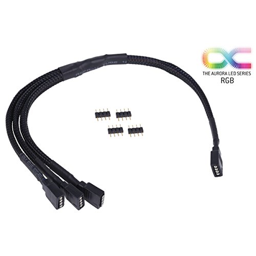 Alphacool 18538 Y-Kabel RGB 4pol auf 3X 4pol 30cm inkl. Stecker - Schwarz Kabel ARGB RGB LED Kabel von Alphacool