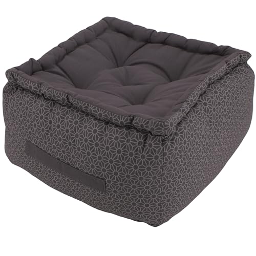 Alphadeco Dickes Bodenkissen Lara - 20-25cm hoch - Pouf - Ottoman - Hocker - 40x40x25cm - 100% Baumwolle (Grau) von Alphadeco