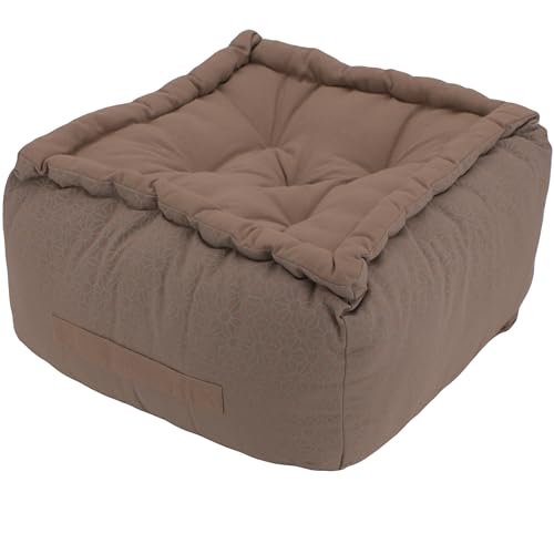 Alphadeco Dickes Bodenkissen Lara - 20-25cm hoch - Pouf - Ottoman - Hocker - 40x40x25cm - 100% Baumwolle (Taupe) von Alphadeco