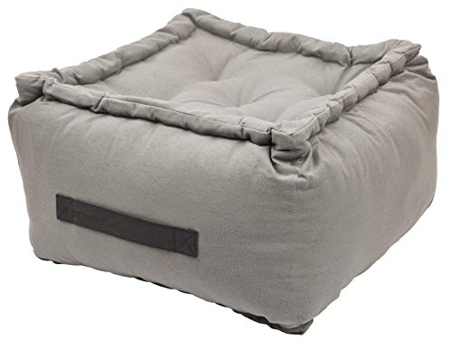 Alphadeco Dickes Bodenkissen Uni - 25cm hoch - mehrere Farben - Pouf - Ottoman - Hocker - 40x40x25cm - 100% Baumwolle (170g/m2) (Hellgrau) von Alphadeco