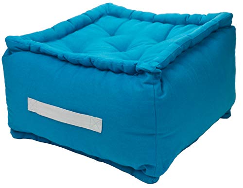 Alphadeco Dickes Bodenkissen Uni - 25cm hoch - mehrere Farben - Pouf - Ottoman - Hocker - 40x40x25cm - 100% Baumwolle (170g/m2) (Petrol/Türkis) von Alphadeco