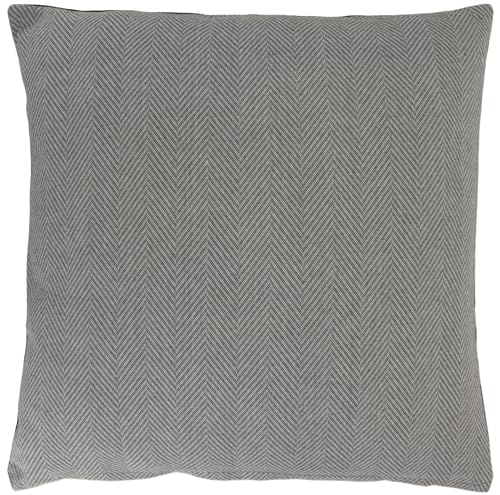 Alphadeco Fischgrät Herringbone Sofakissen inkl. Füllung - Bezug: 100% Baumwolle - Mordernes Offset Design - viele Größen (60 x 60 cm, Grau) von Alphadeco