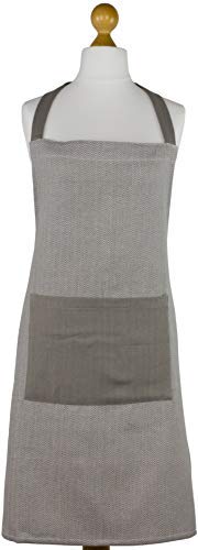 Alphadeco Modische Grill- und Küchenschürze im Fischgrät Zigzag Design - Für Frau und Mann - 100% Baumwolle (Hellgrau) von Alphadeco