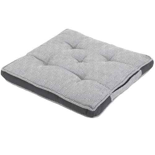 Alphadeco Sitzkissen Raute Webmuster aus 100% Baumwolle (170g/m2) - Stuhlkissen mit Tragegriff - 40x40x3cm - Grau von Alphadeco