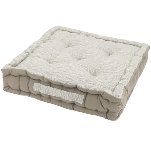 Alphadeco Sitzkissen Raute Webmuster aus 100% Baumwolle (170g/m2) - versch. Größen - Bodenkissen, Stuhlkissen, Sitzerhöhung (45x45x10cm, Beige) von Alphadeco