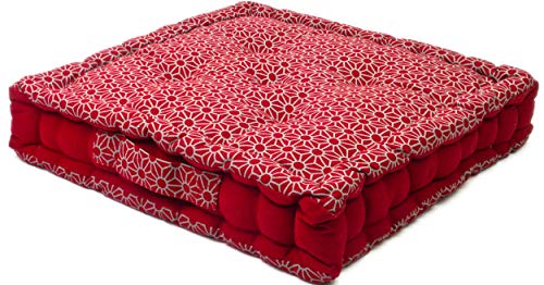 Alphadeco Sitzkissen Uni Lara 40x40x6cm aus 100% Baumwolle - mehrere Farben - Stuhlkissen Sitzkissen Sitzauflage Eckbank (Rot/Salsa) von Alphadeco