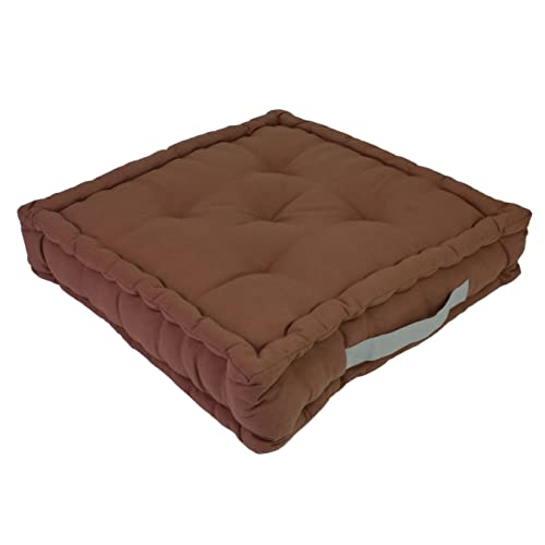 Alphadeco Sitzkissen Uni aus 100% Baumwolle (170g/m2) - 45x45x10cm - Bodenkissen, Stuhlkissen, Sitzerhöhung (Deep Taupe/Braun) von Alphadeco