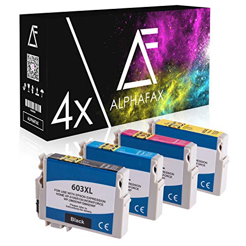 Alphafax 4 Tintenpatronen kompatibel für Epson Workforce WF-2810DWF WF-2830DWF WF-2850DWF Expression Home XP-4105 XP-4100 XP-3105 XP-3100 XP-2105 XP-2100 kompatibel für 603XL von Alphafax