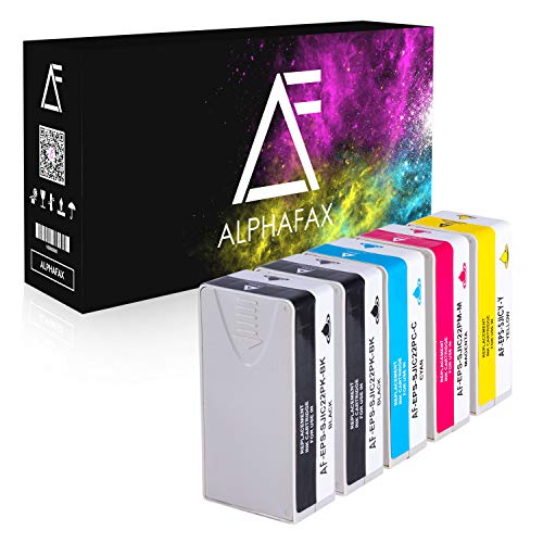 Alphafax 5 Patronen kompatibel mit Epson SJIC22P passend für ColorWorks C 3500 TM-C 3500 [MIT CHIP] von Alphafax