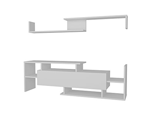 Alphamoebel TV Board Lowboard Fernsehtisch FernsehHängeschrank Sideboard, Fernseh Hängeschrank Tisch für Wohnzimmer I Weiß I Dream 3036 I 153,6 25 x 42 cm von Alphamoebel