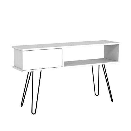 moebel17 4804 Lara TV Board Lowboard Fernsehtisch Fernsehschrank Sideboard, Fernseh Schrank Tisch mit Metallfüßen für Wohnzimmer, Holz, Weiß, Designertisch, 120 x 29,5 x 68,5 cm von moebel17