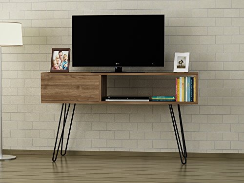Alphamoebel TV Board Lowboard Fernsehtisch Fernsehschrank Sideboard, Fernseh Schrank Tisch mit Metallfüßen für Wohnzimmer I Walnuss I Lara4811 I 120 x 29,5 x 68,5 cm von Alphamoebel