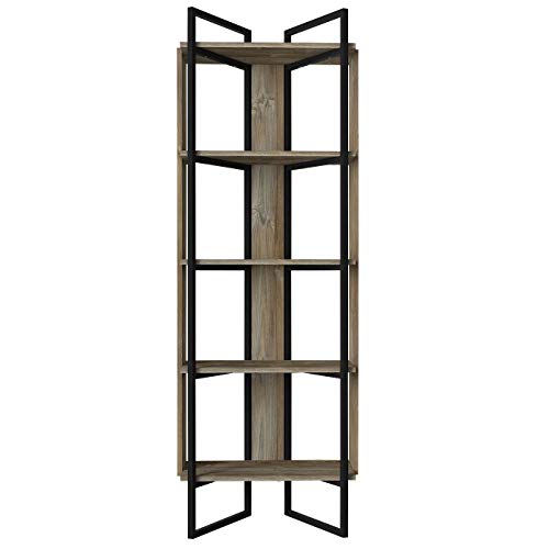 Alphamoebel moebel17 Bücherregal Costa 4890 Aufbewahrungsregal Regal Wandregal, Metallrahmen, Holz, Eiche Optik, 5 Fächer, 45 x 180 x 45 cm von Alphamoebel