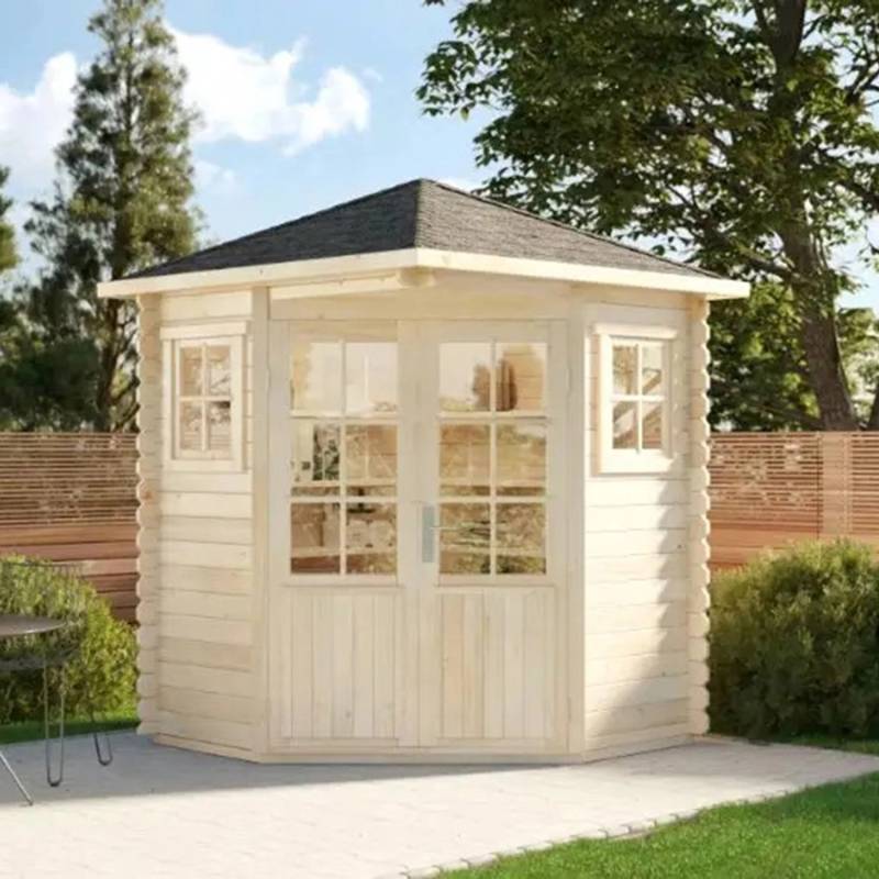 Alpholz 5-Eck Gartenhaus Sunny-A Natur 200 cm x 200 cm, imprägniert von Alpholz