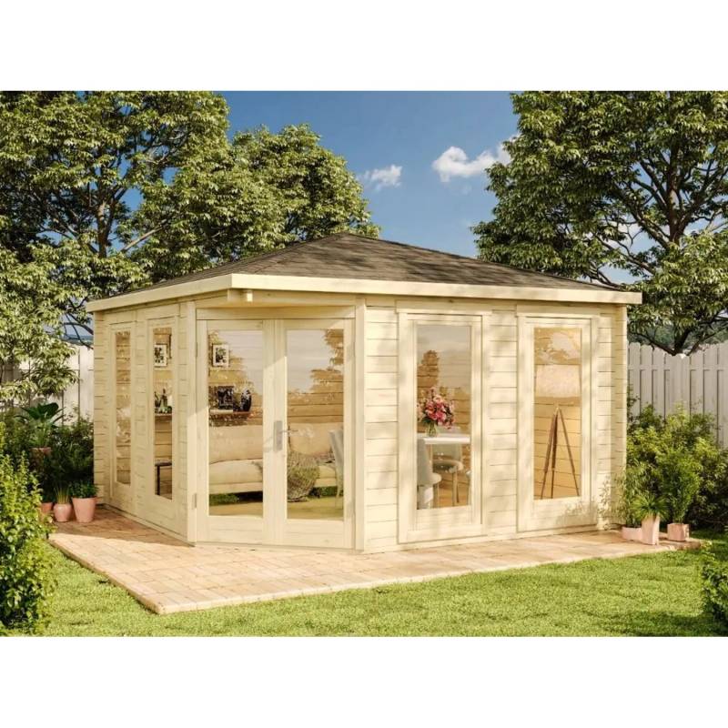 Alpholz 5-Eck Gartenhaus Maja Spitzdach Imprägniert 425 cm x 425 cm von Alpholz