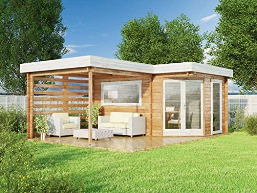 Alpholz 5-Eck Gartenhaus Pepe Optima aus Holz Gartenhaus mit 40 mm Wandstärke Holzhaus Blockbohlenhaus Flachdach von Alpholz