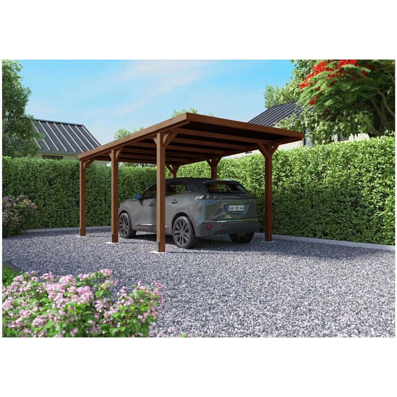 Alpholz Carport Victor Kiefer KDI Braun B 322 cm x T 511 cm von Alpholz