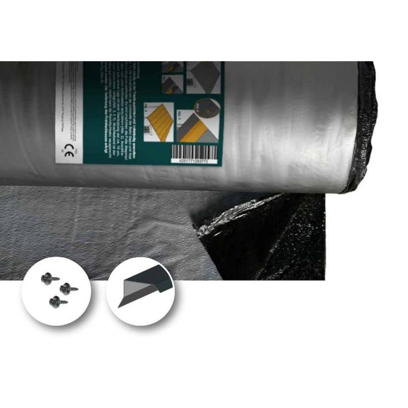 Alpholz Dacheindeckung KSK Selbstklebend Flach-& Pultdach mit Blendbretter 42m² Anthrazit von Alpholz