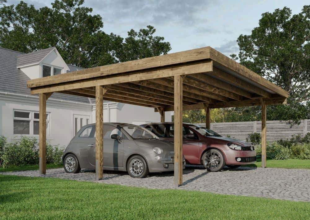 Alpholz Doppelcarport Salzburg, BxT: 600x506 cm, Douglasie - Naturbelassen von Alpholz